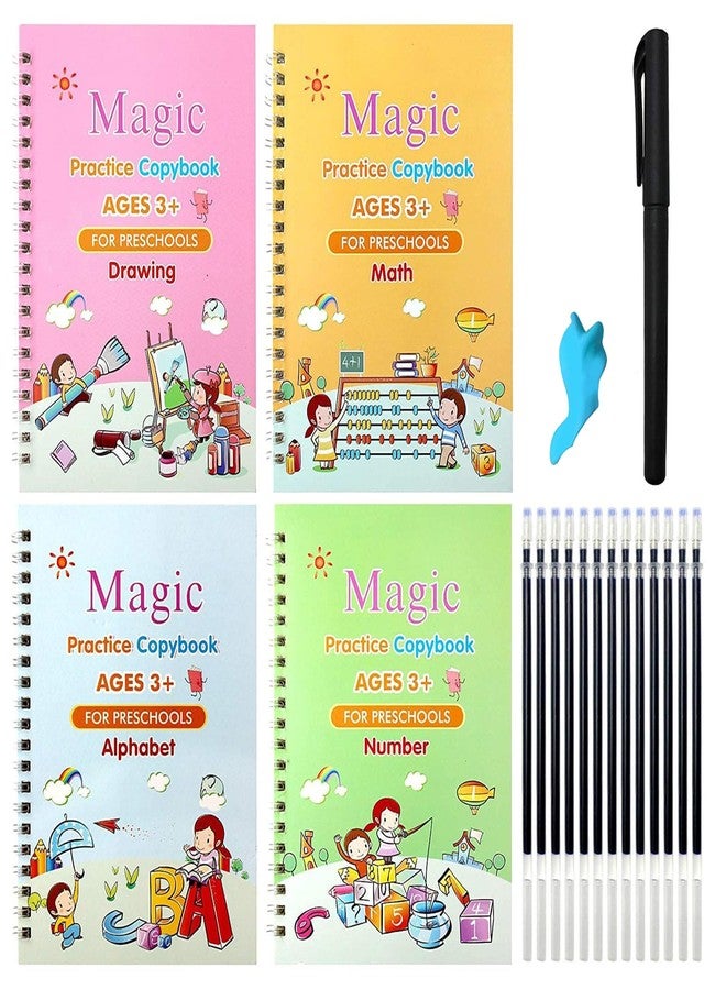 Toyshine 4 PCS Magic Practice Copybook for Kids, Handwriting English Reusable Magical Practice Copy Books for Kids Tracing Book Letter Writing Book - Image 1